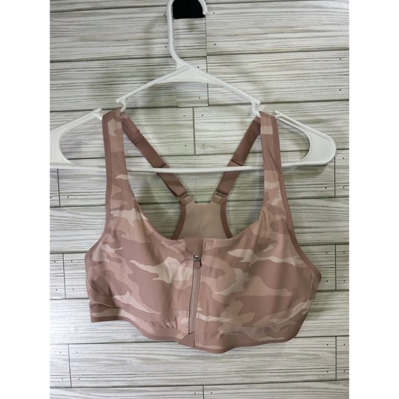 NWT ATHLETA‎ Pink Camo Empower II Train Racerback Zip Front Sports Bra A-C Sz Sm - Picture 1 of 8